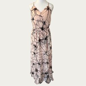Banana Republic Baby Pink and Black‎ Flowy Floral Maxi Dress Size 4